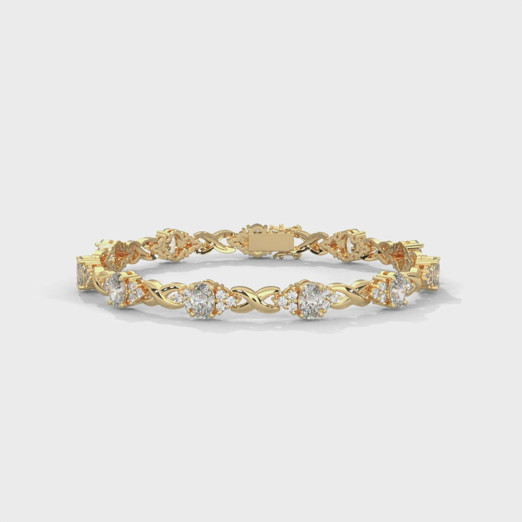 Oval Sapphire & Diamond Infinity Bracelet - yellow gold video