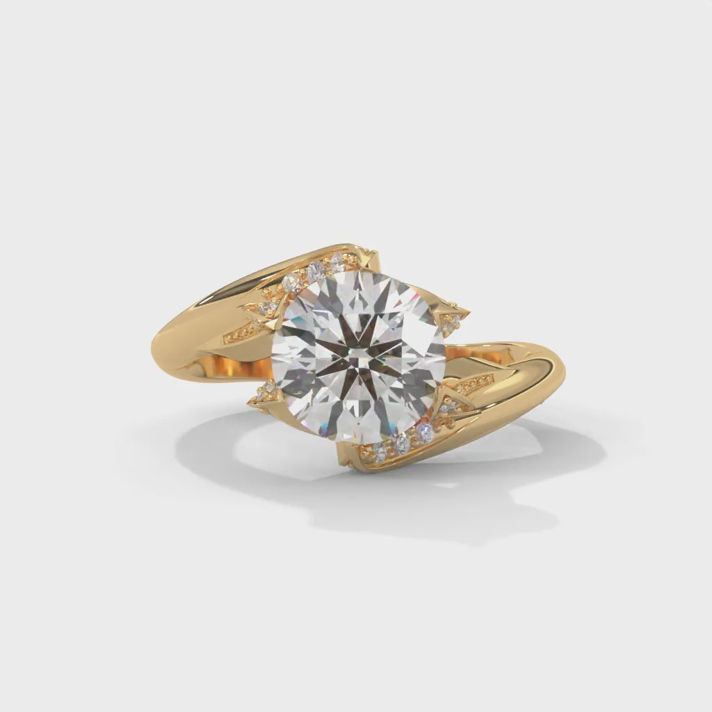 Ondine Bypass Solitaire Diamond Engagement Ring — yellow gold