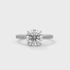 Mathilde round diamond engagement ring, 14k white gold, 360 view