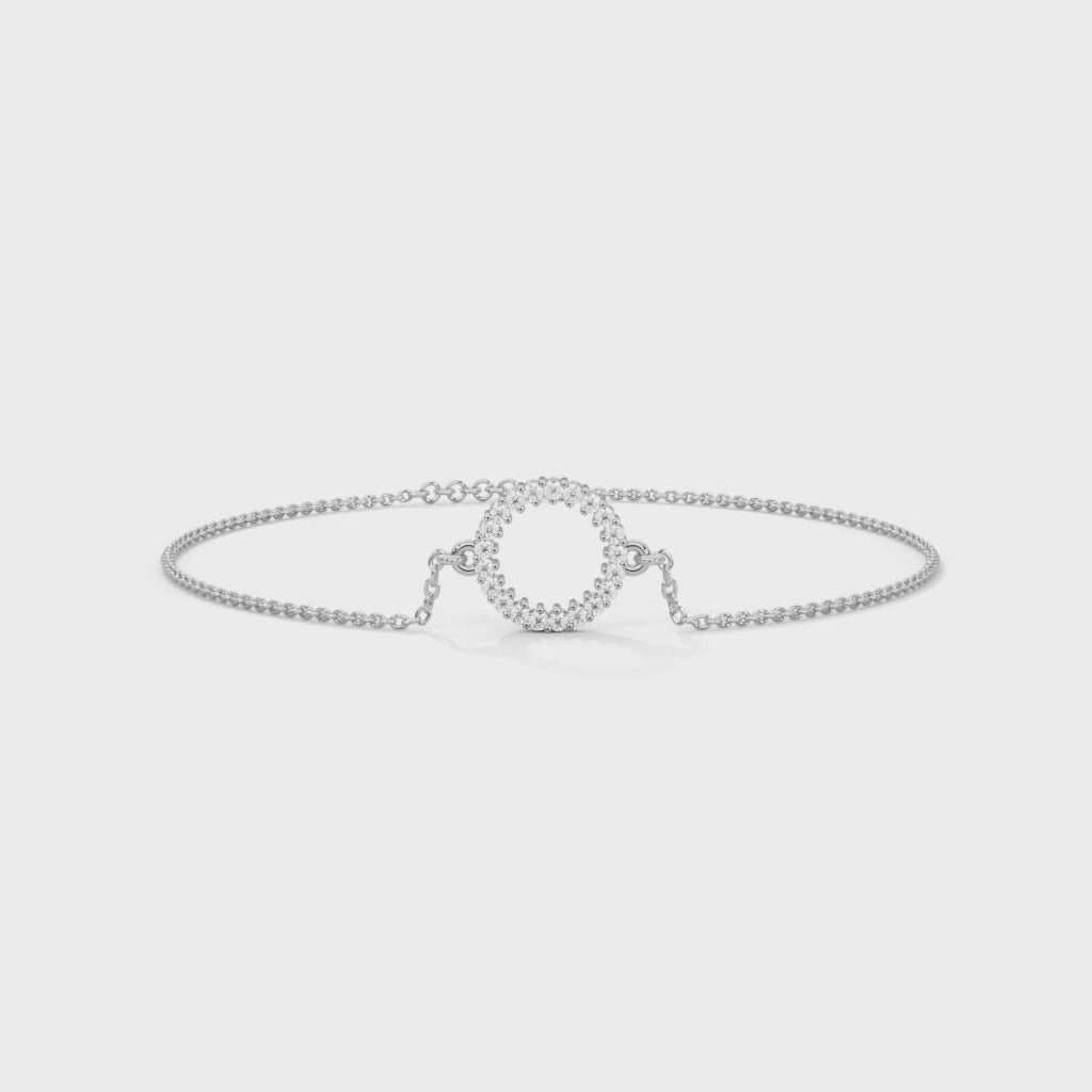 Circle Halo Diamond Chain Bracelet - white gold video