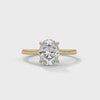 Lorraine oval solitaire diamond engagement ring, 14k yellow gold, 360 view