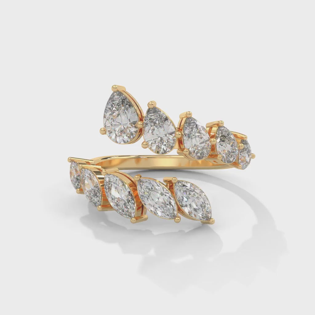Liane Open Marquise & Pear Diamond Ring — yellow gold