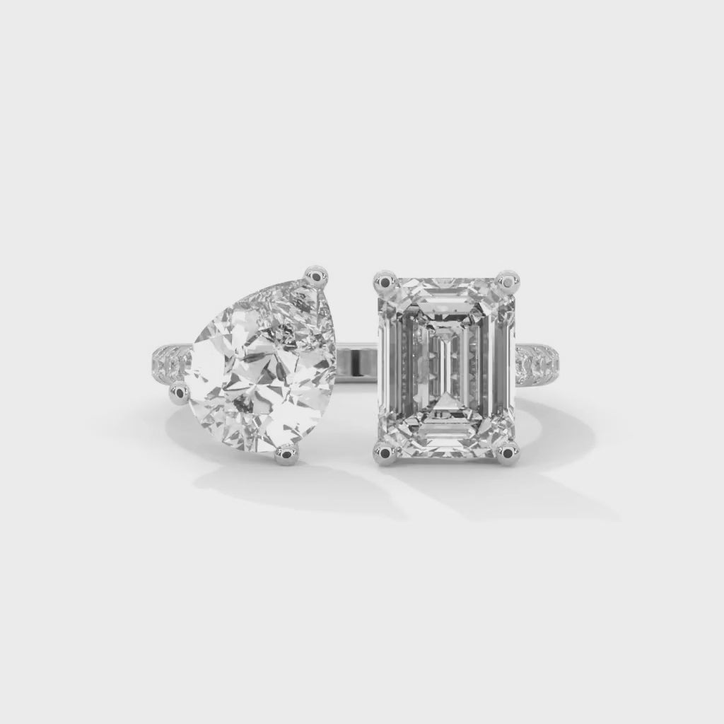 Toi et Moi Pear and Emerald Diamond Ring (4ct. tw.)