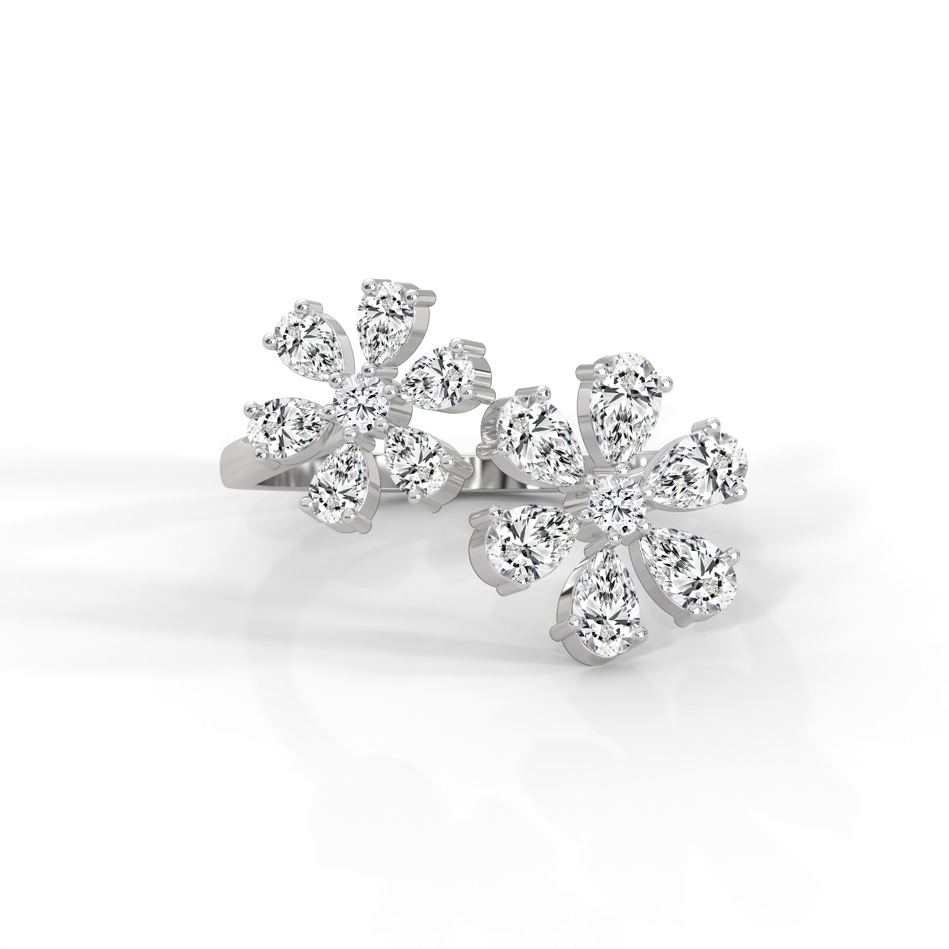 Marguerite Twin-Floral Pear Diamond Ring