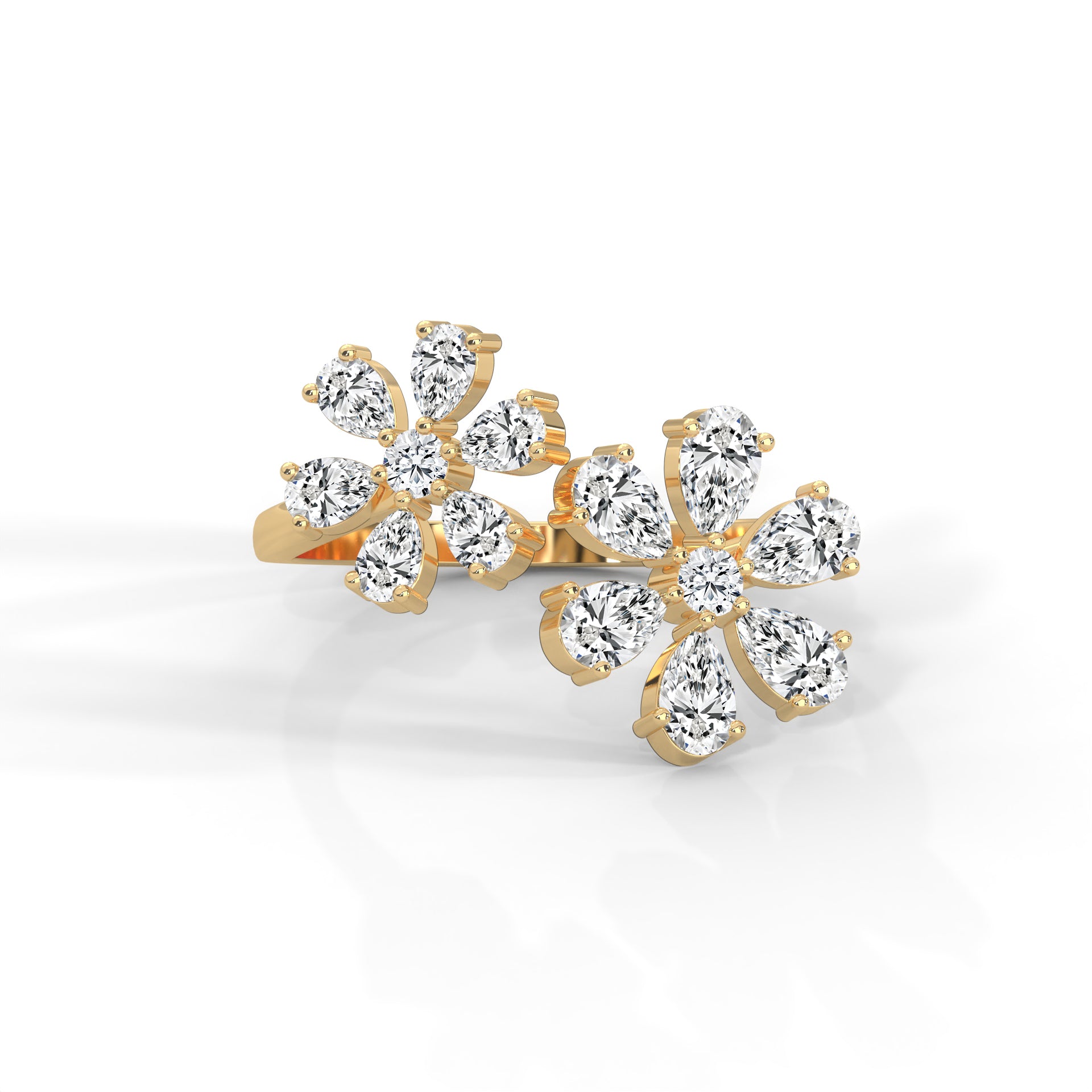 Marguerite Twin-Floral Pear Diamond Ring