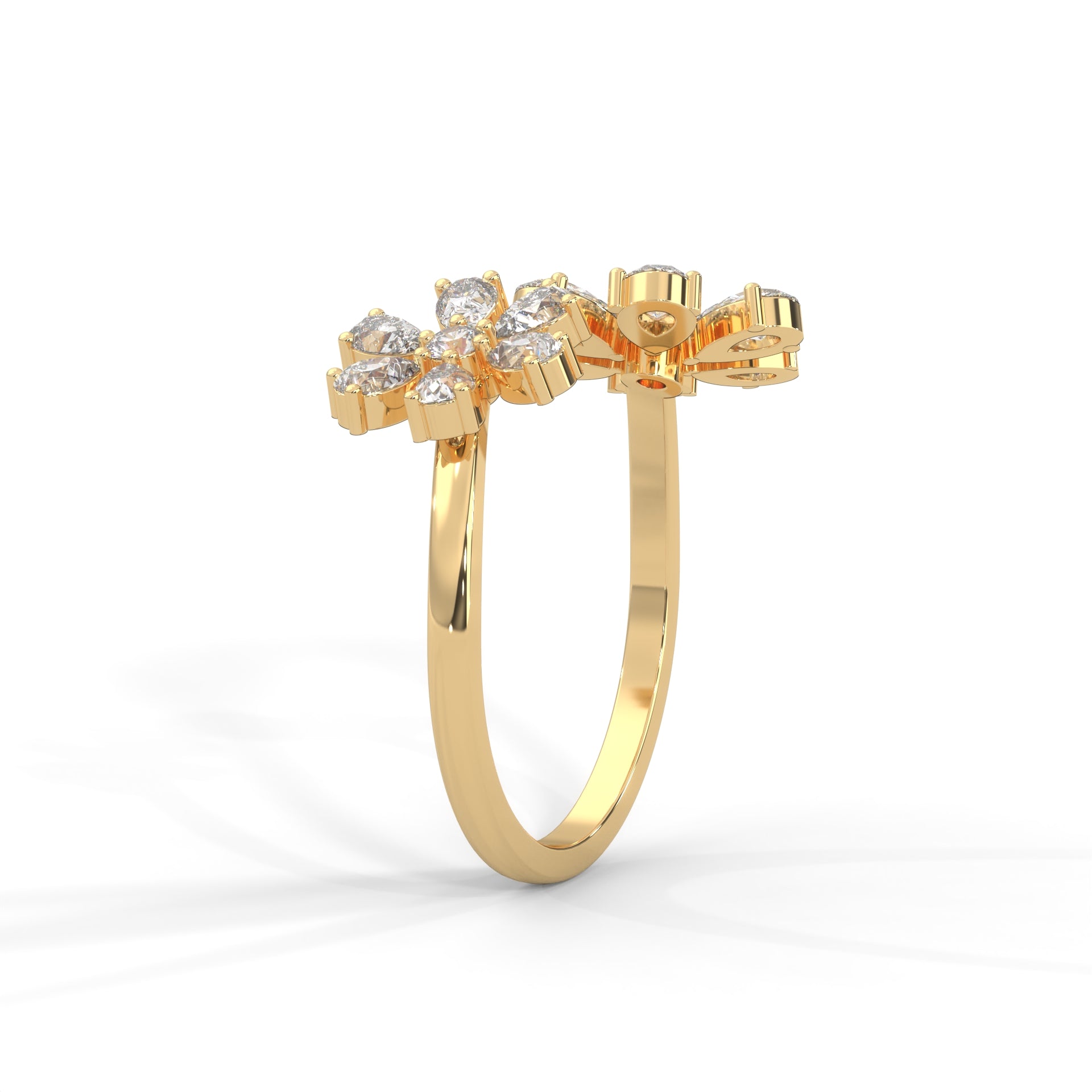 Marguerite Twin-Floral Pear Diamond Ring