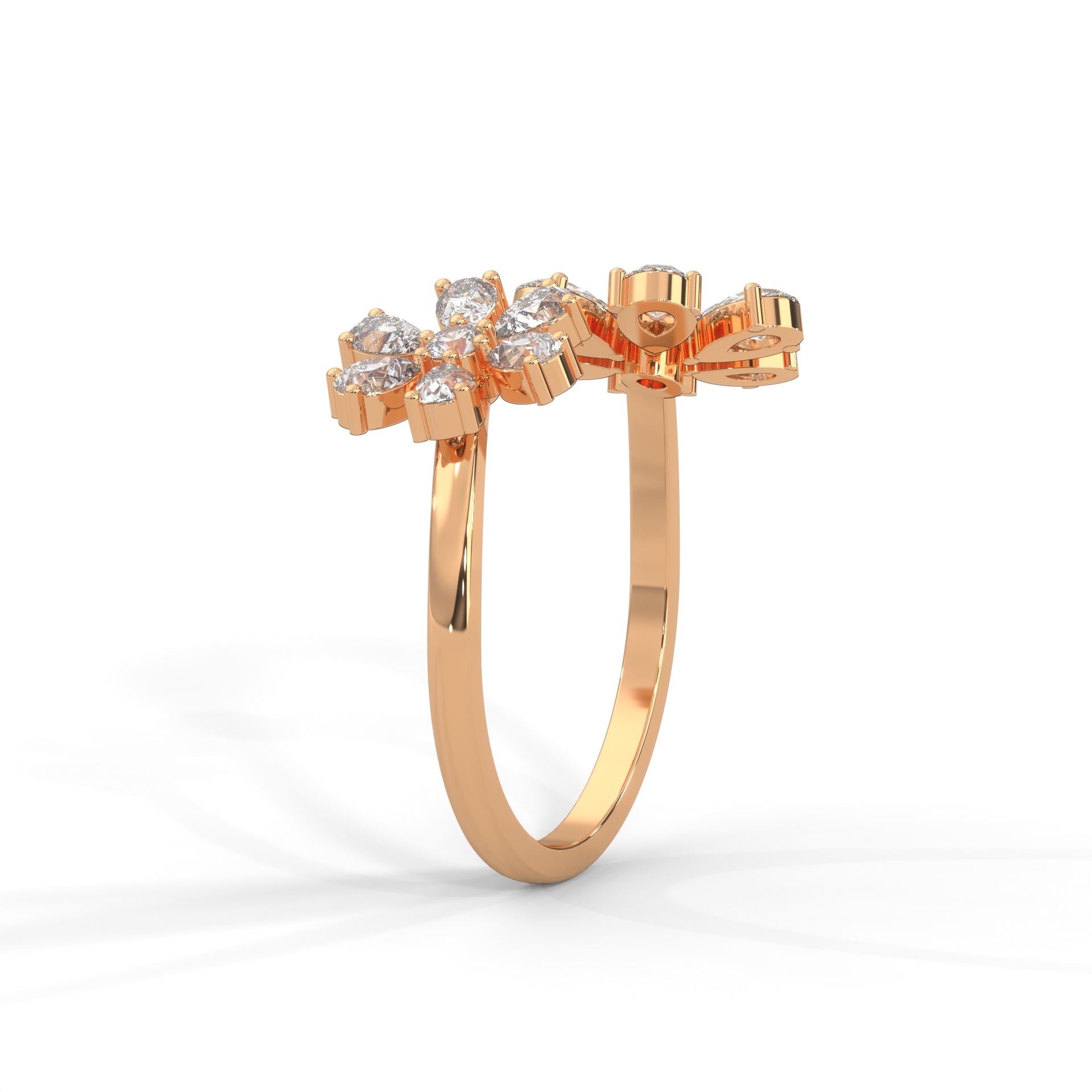 Marguerite Twin-Floral Pear Diamond Ring