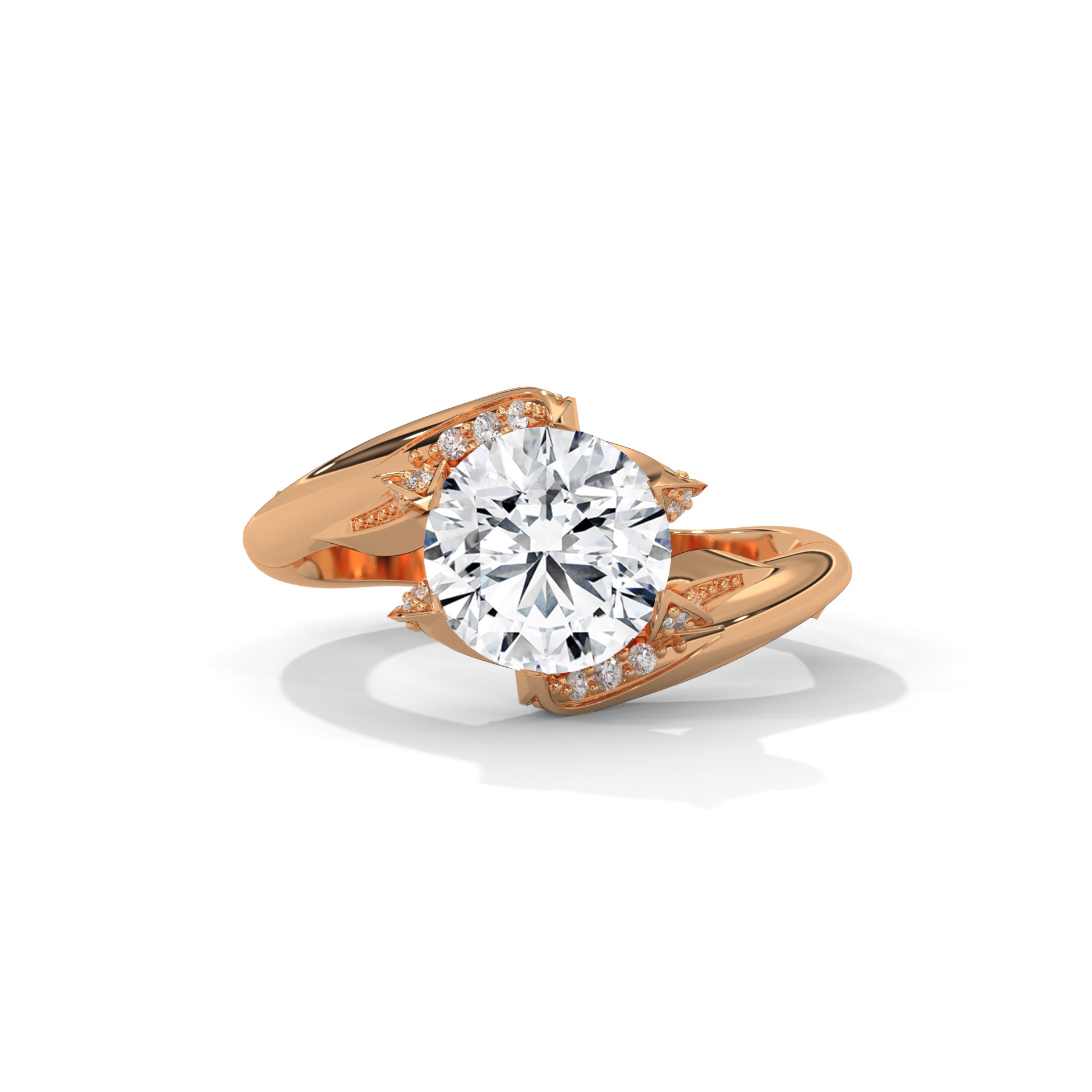 Ondine Bypass Solitaire Diamond Engagement Ring