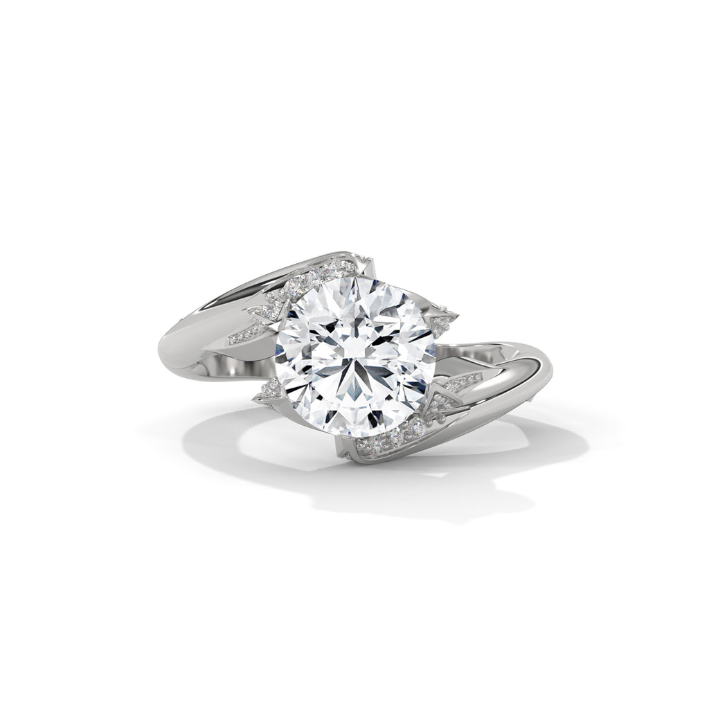 Ondine Bypass Solitaire Diamond Engagement Ring