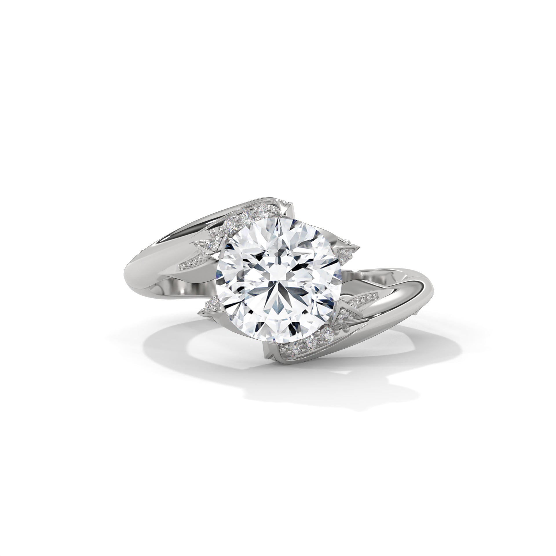 Ondine Bypass Solitaire Diamond Engagement Ring