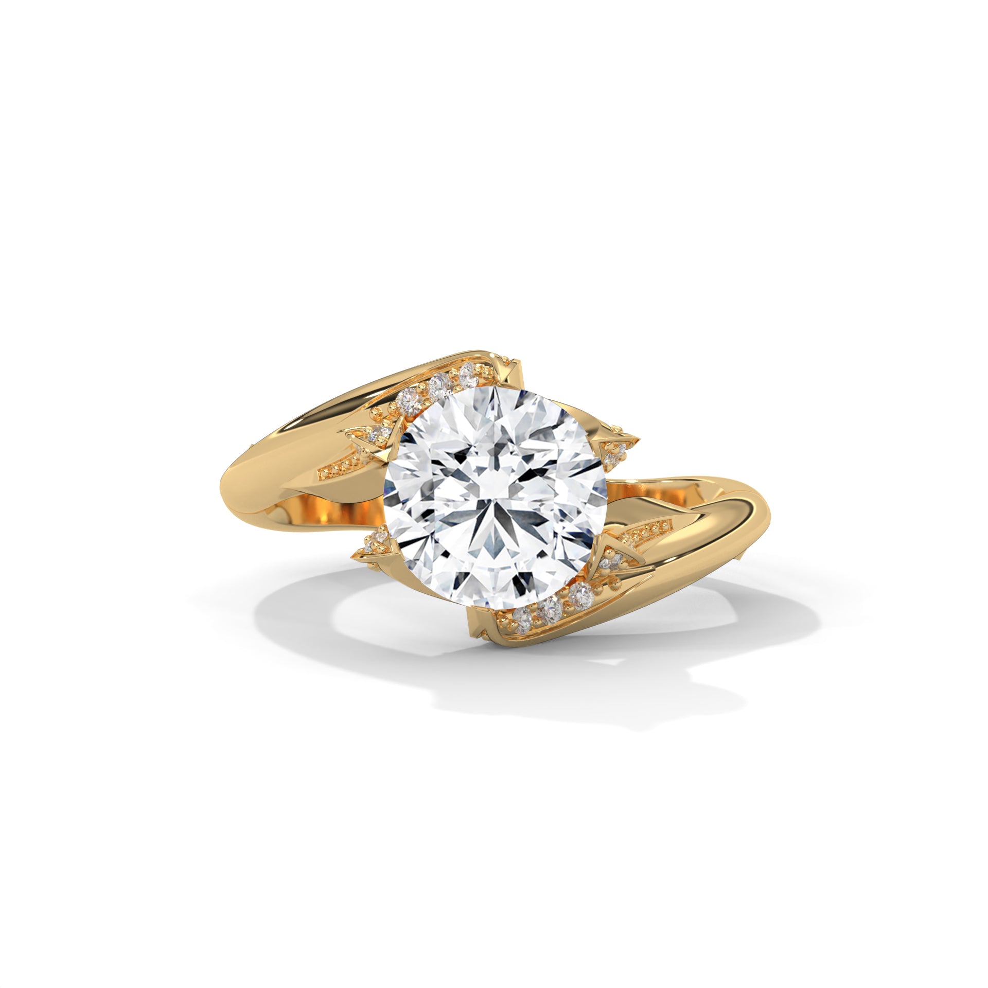 Ondine Bypass Solitaire Diamond Engagement Ring