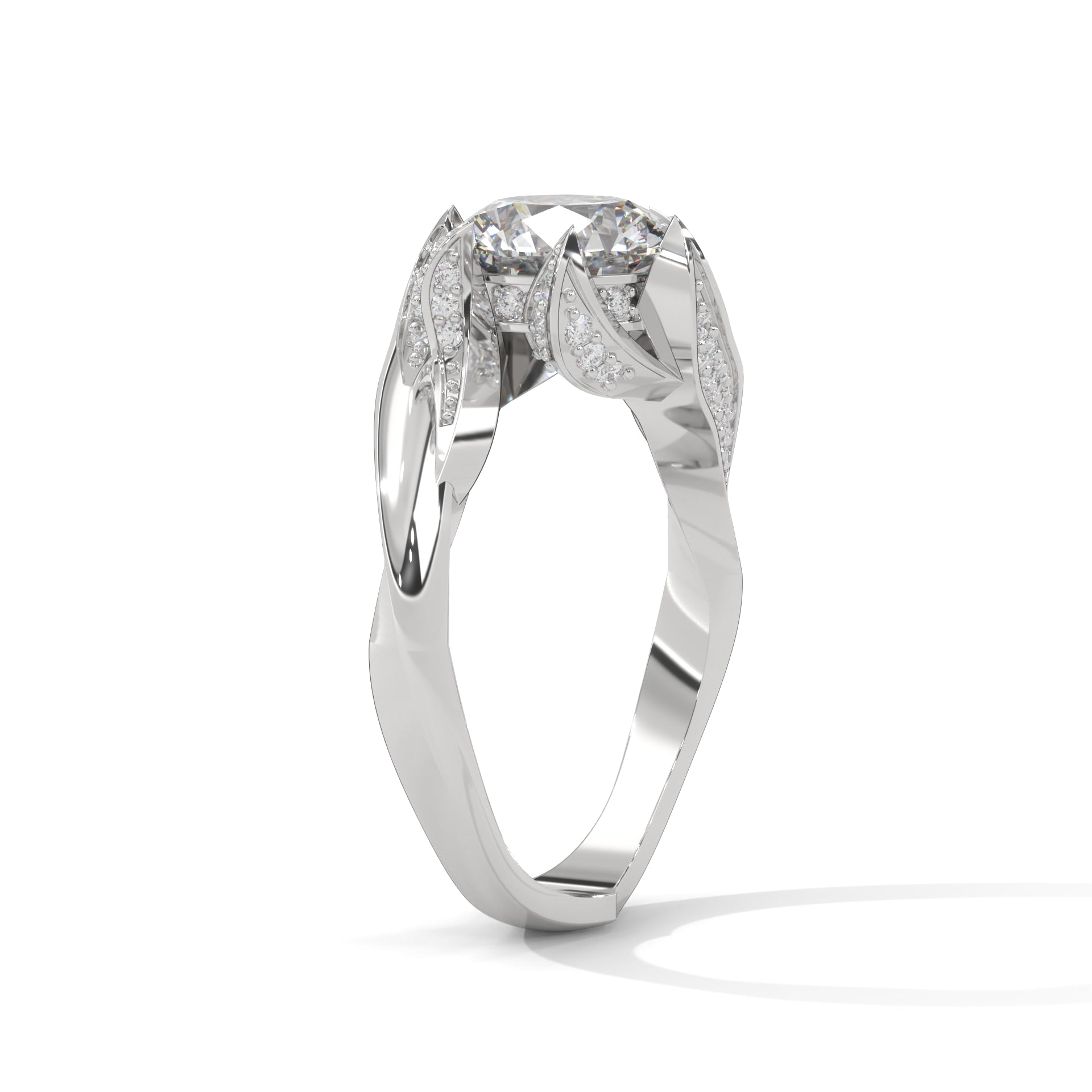 Ondine Bypass Solitaire Diamond Engagement Ring