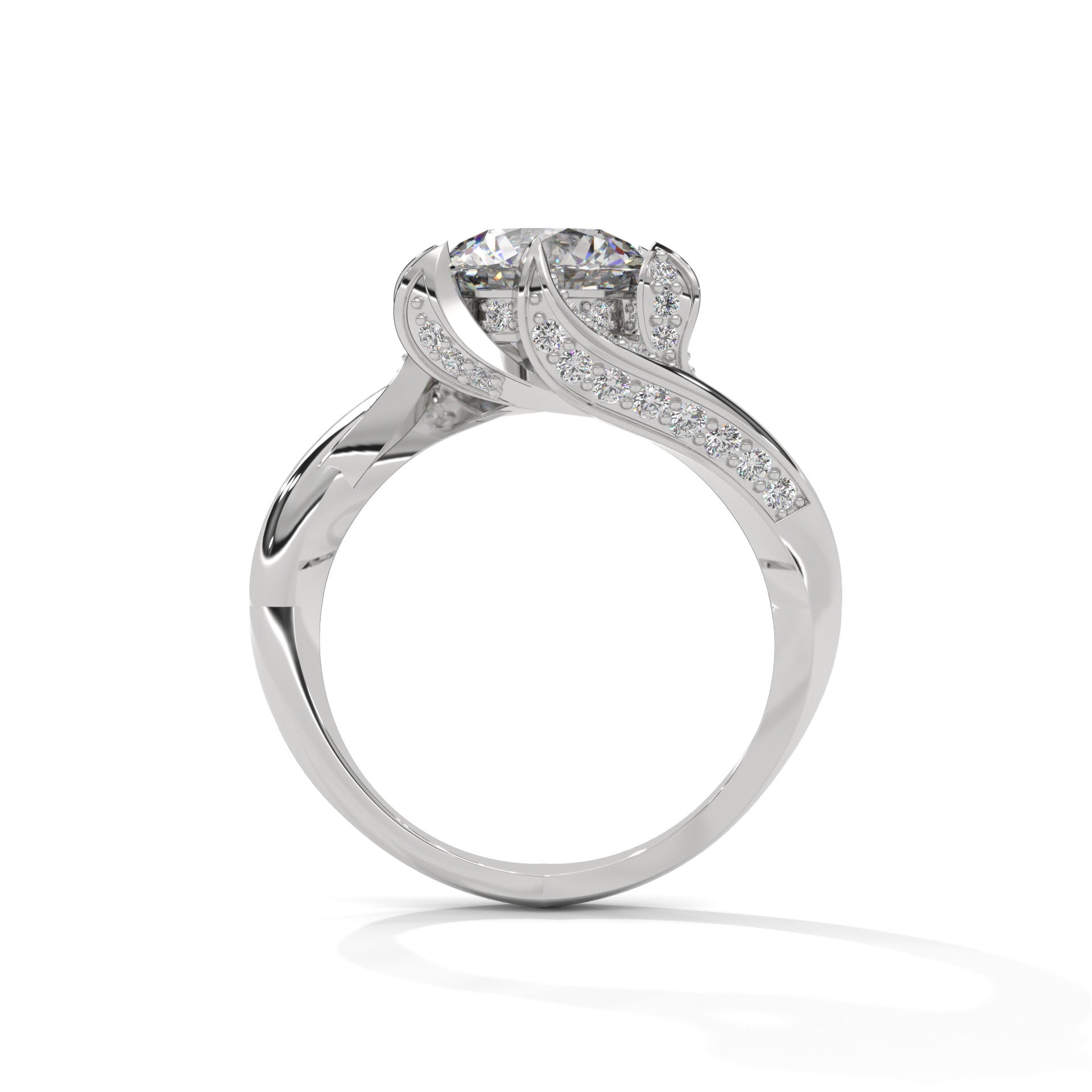 Ondine Bypass Solitaire Diamond Engagement Ring