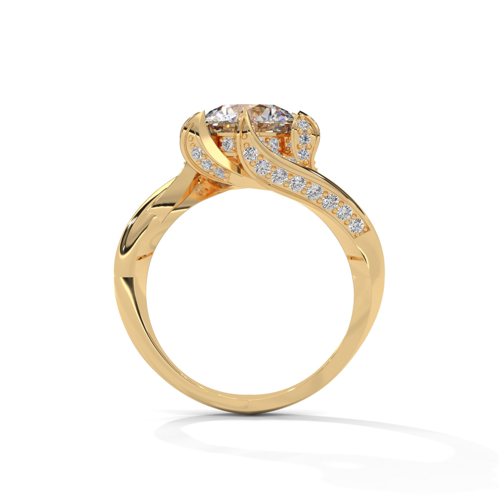 Ondine Bypass Solitaire Diamond Engagement Ring