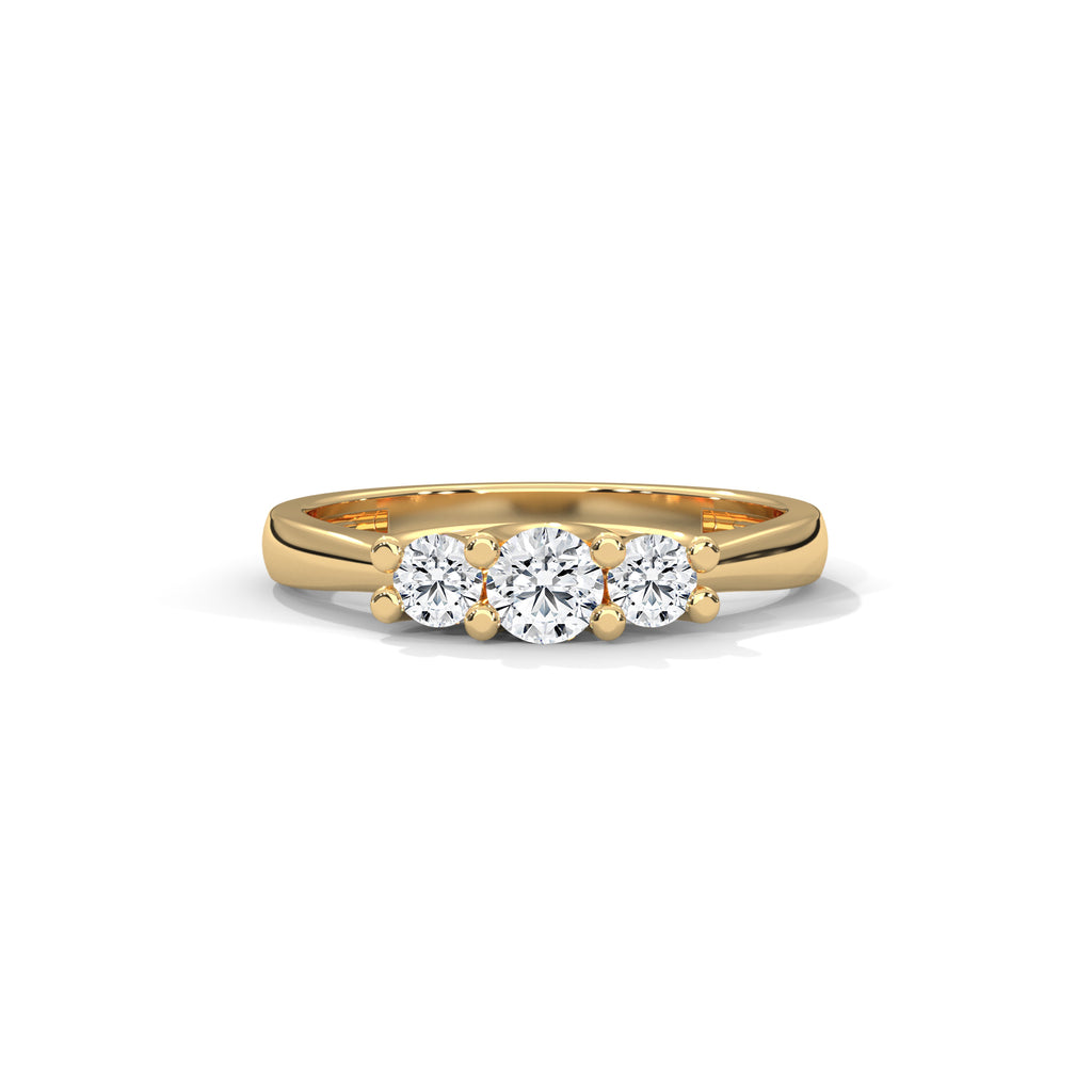 Lucie Three-Stone Round Diamond Ring