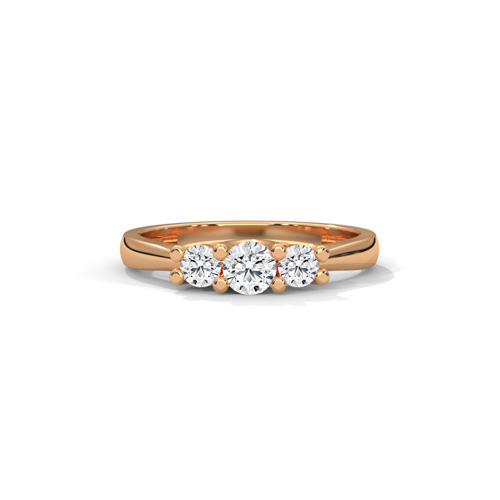 Lucie Three-Stone Round Diamond Ring