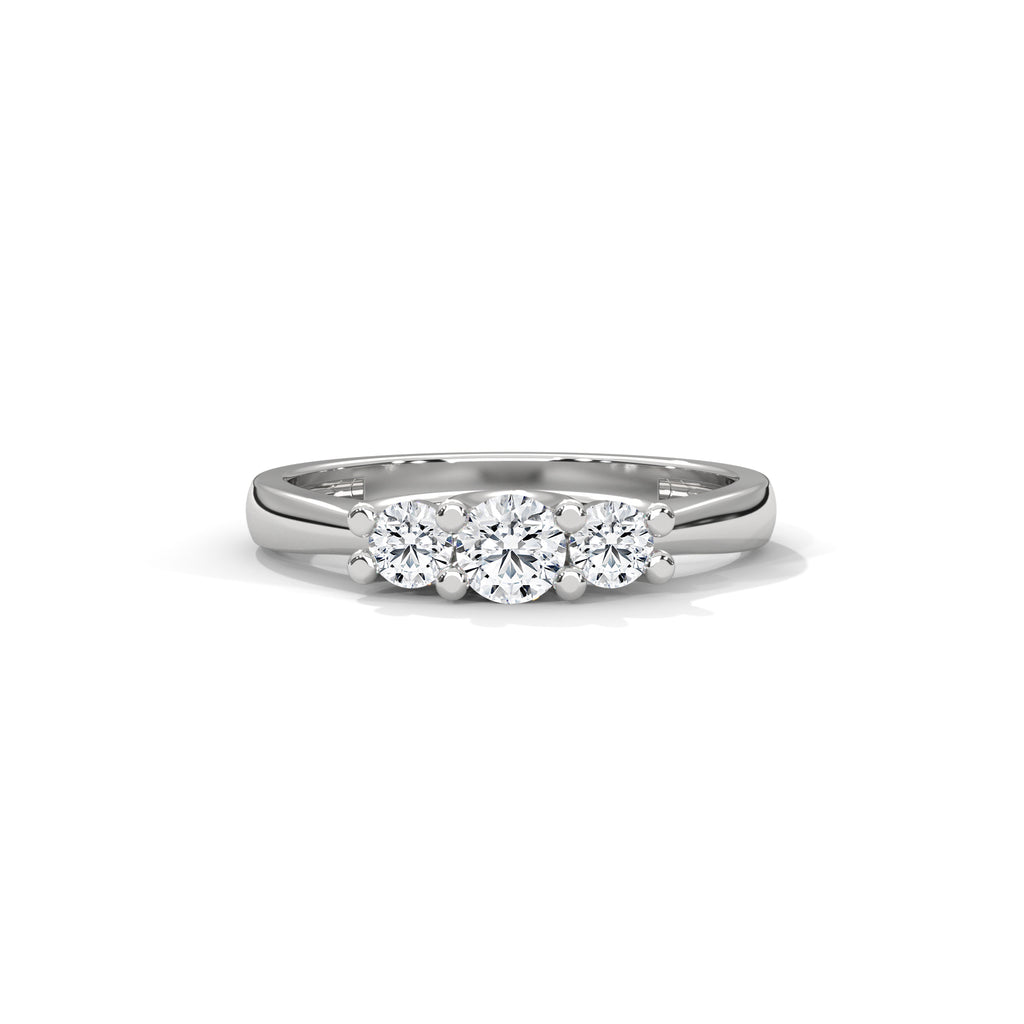 Lucie Three-Stone Round Diamond Ring