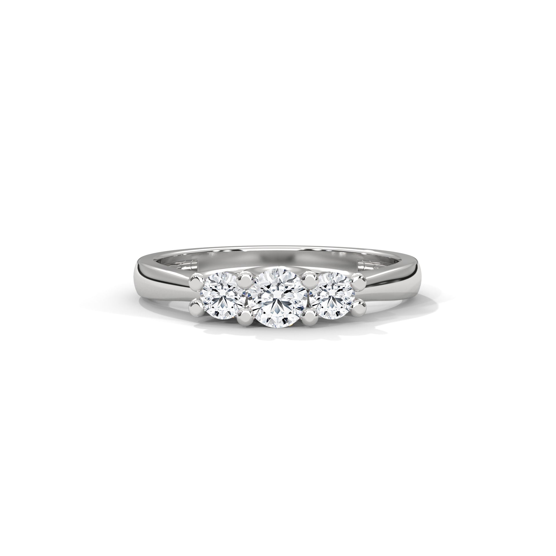 Lucie Three-Stone Round Diamond Ring