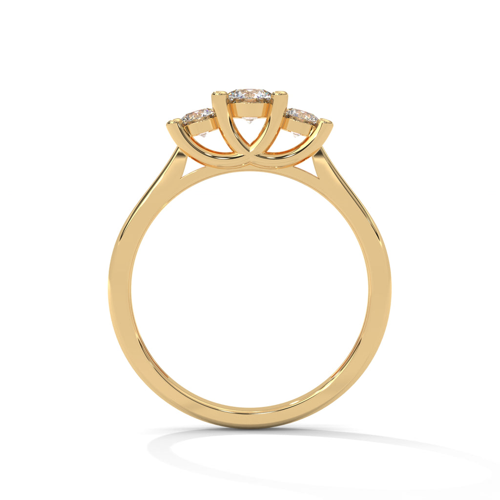 Lucie Three-Stone Round Diamond Ring