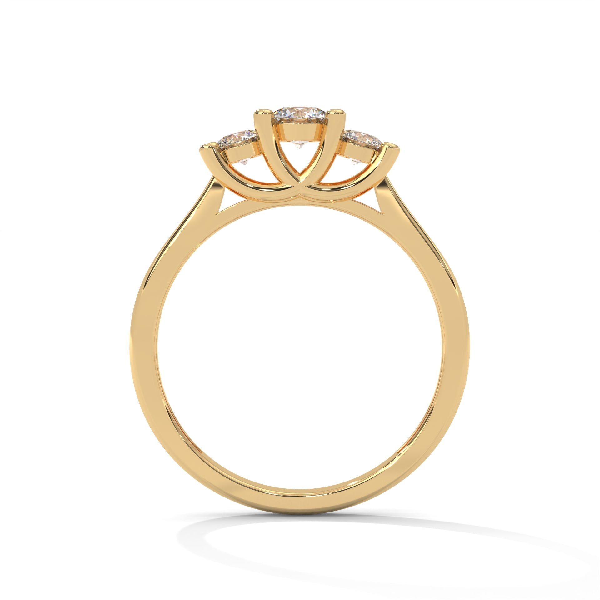 Lucie Three-Stone Round Diamond Ring