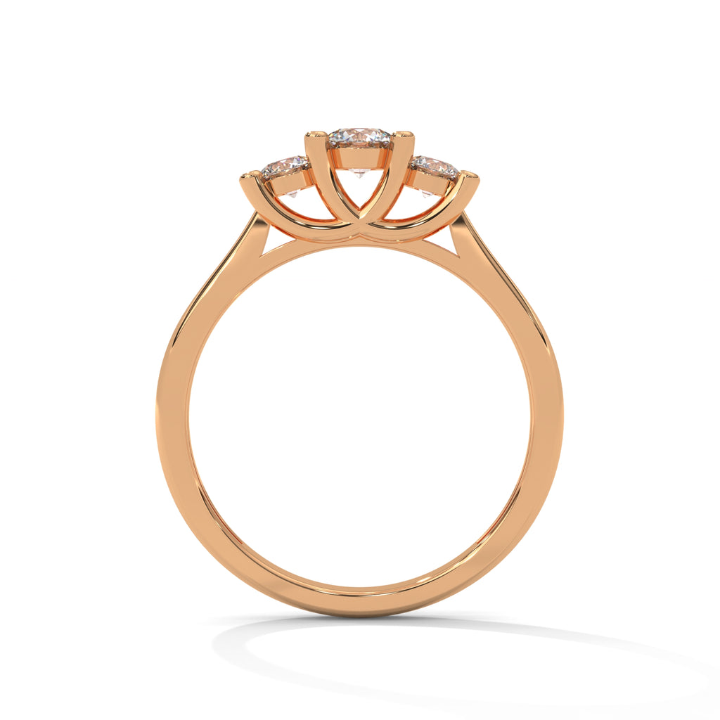 Lucie Three-Stone Round Diamond Ring