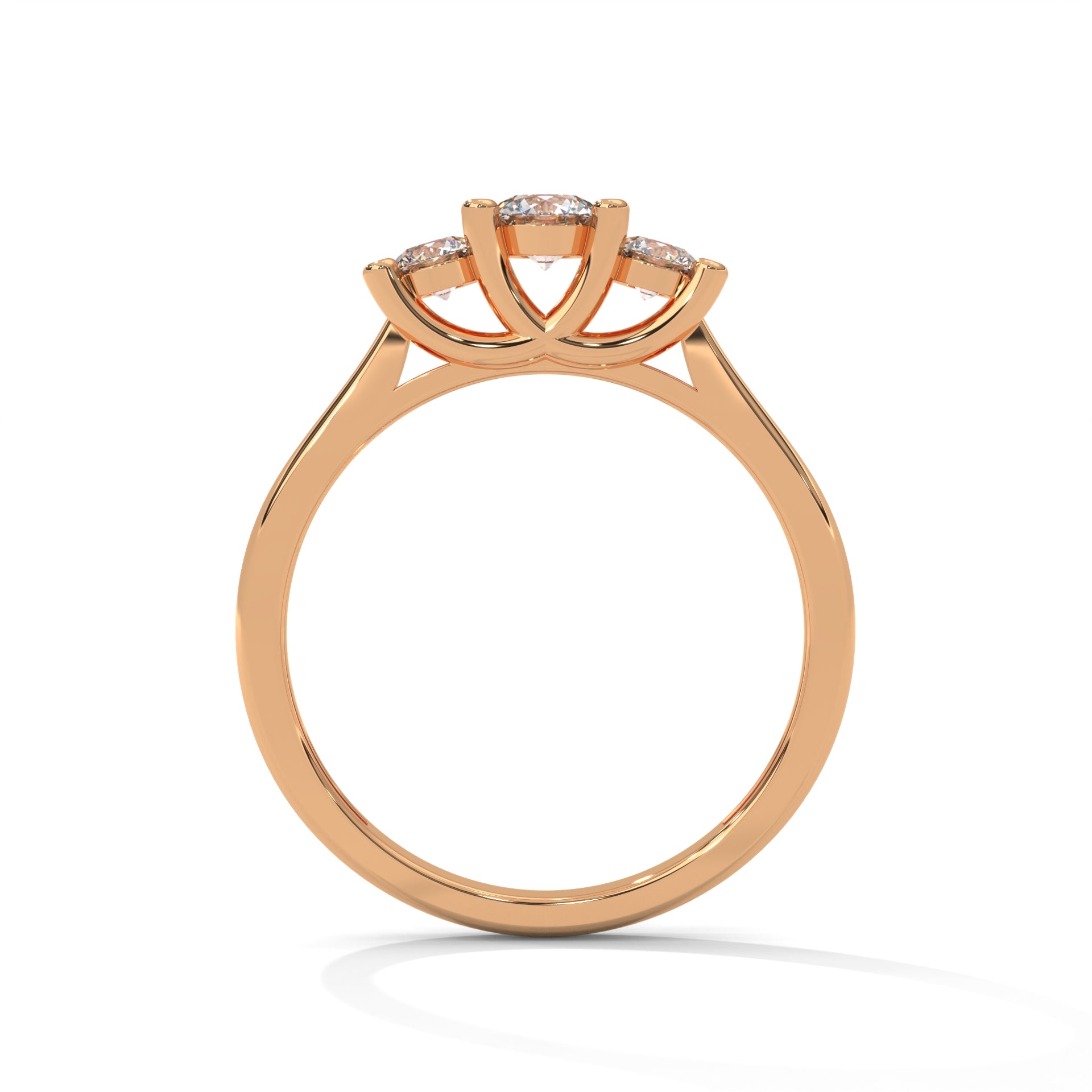 Lucie Three-Stone Round Diamond Ring
