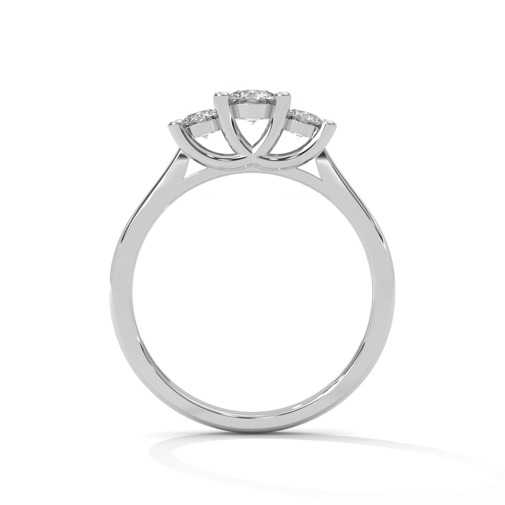 Lucie Three-Stone Round Diamond Ring