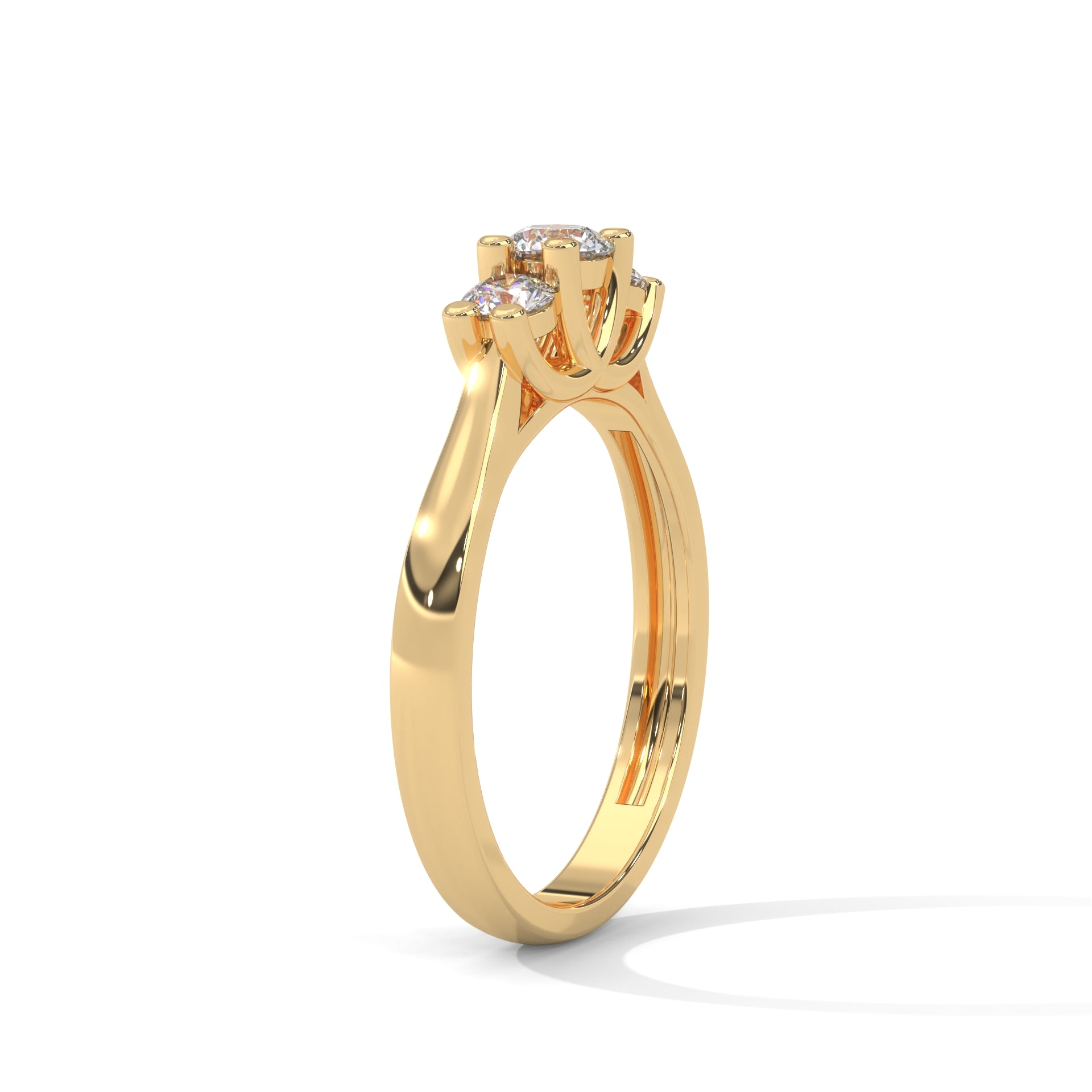 Lucie Three-Stone Round Diamond Ring