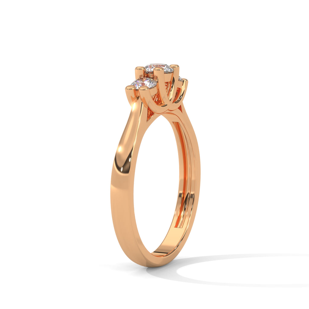 Lucie Three-Stone Round Diamond Ring