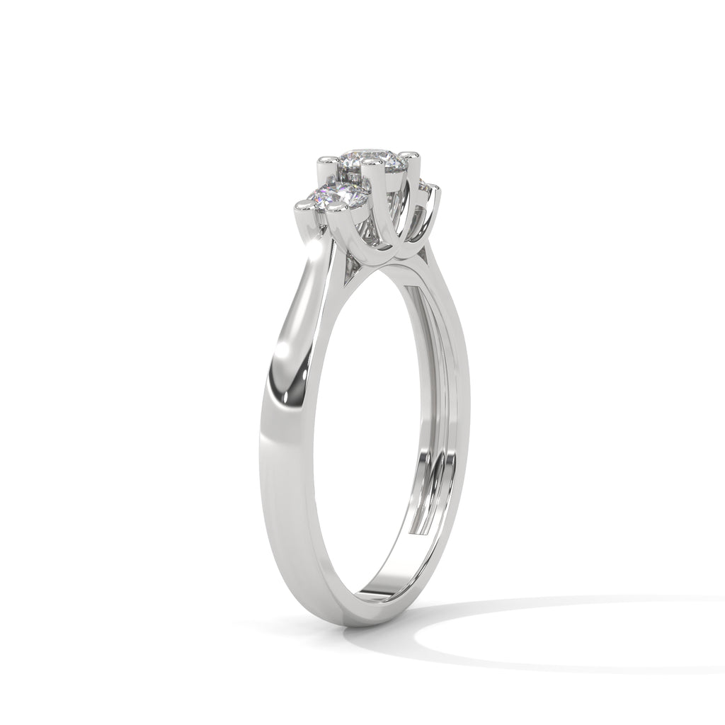 Lucie Three-Stone Round Diamond Ring