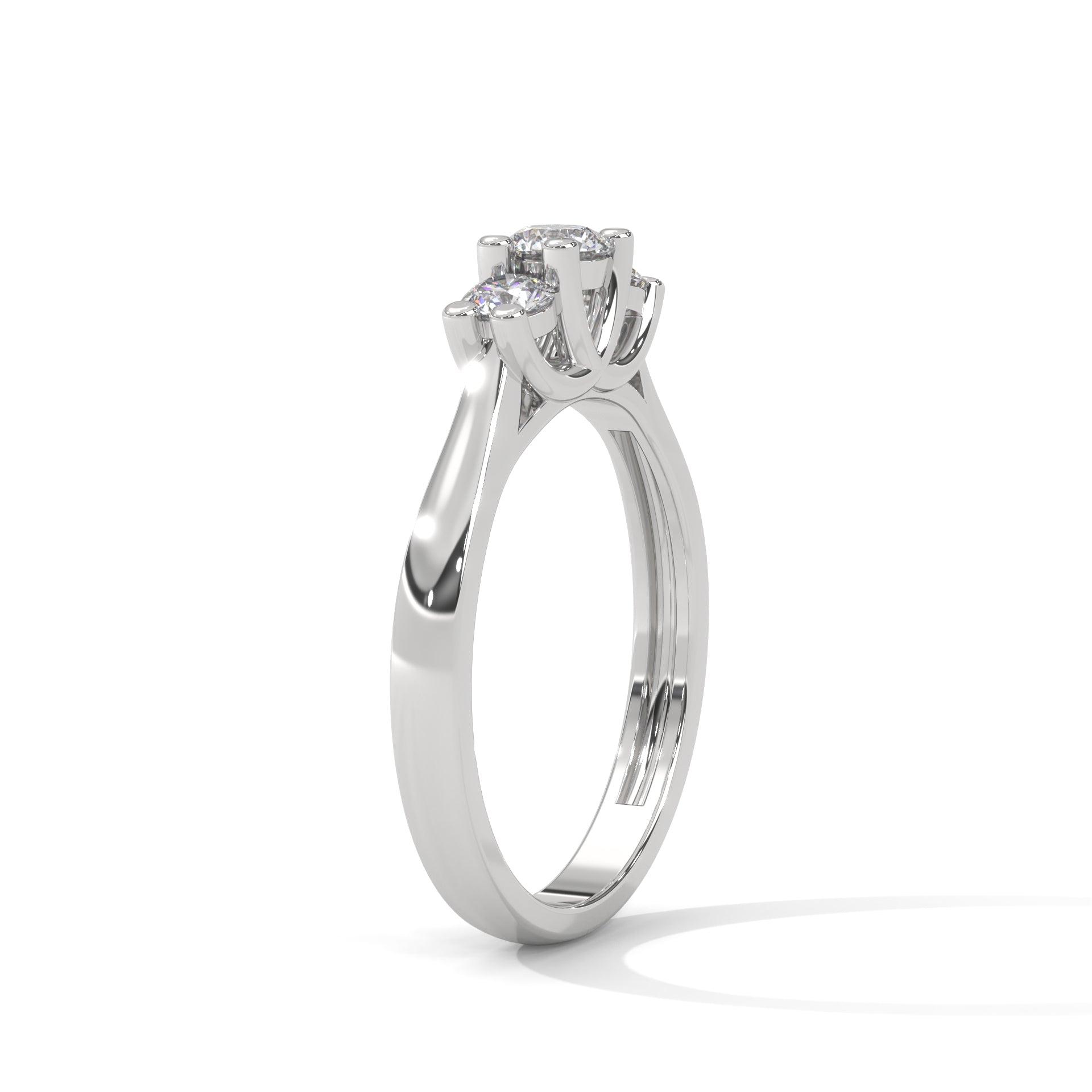Lucie Three-Stone Round Diamond Ring