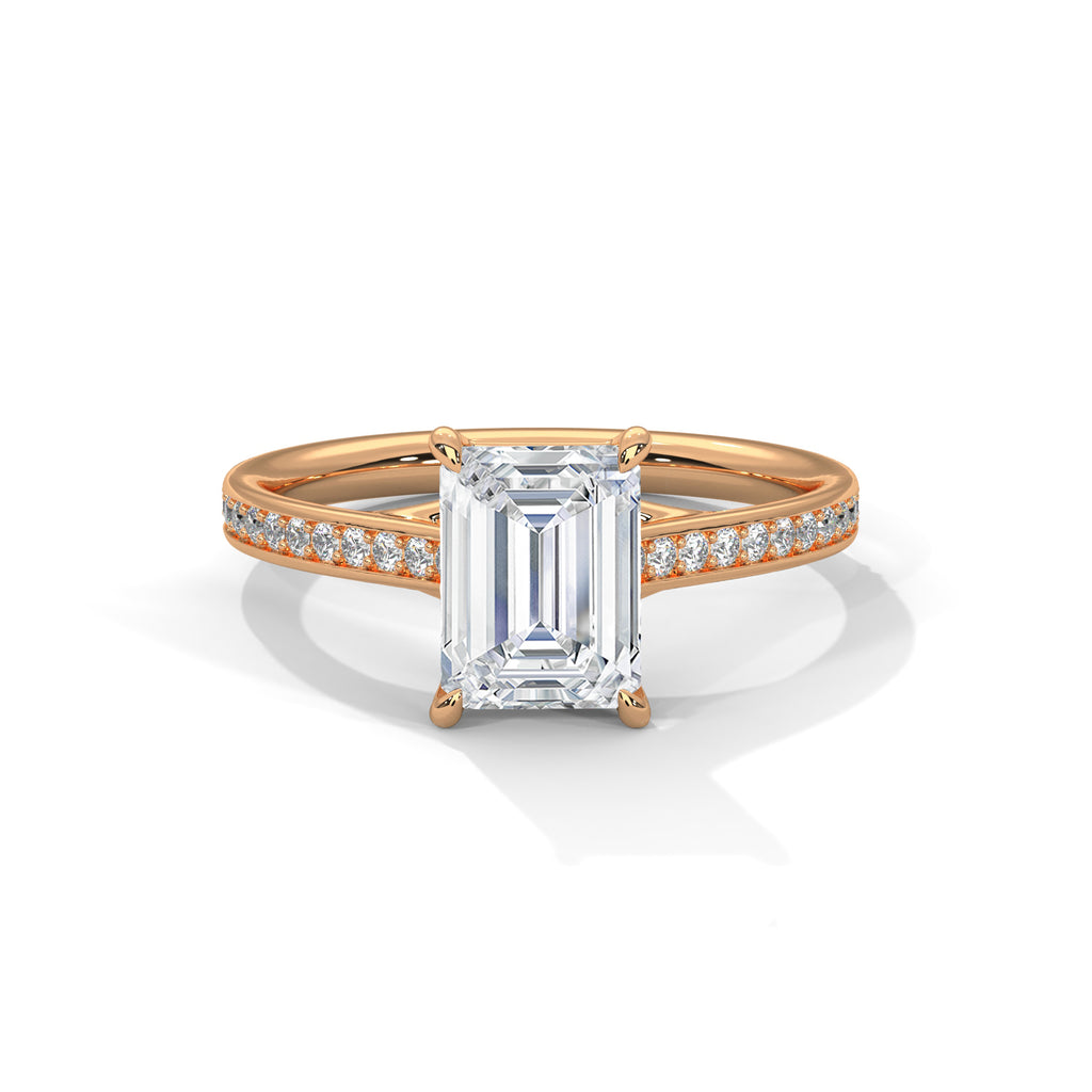 Aurore radiant-cut diamond engagement ring in 14k gold, view 1