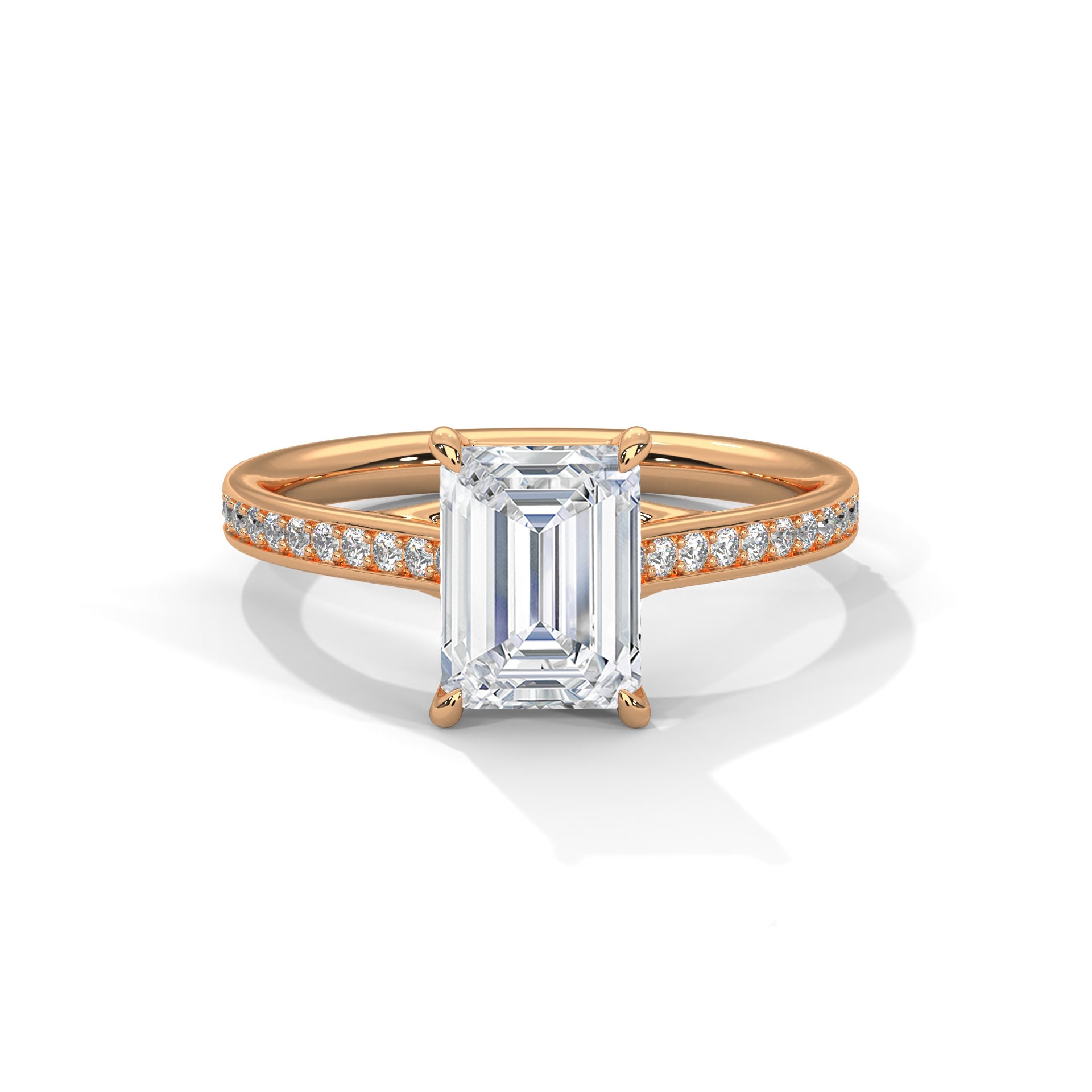 Aurore radiant-cut diamond engagement ring in 14k gold, view 1