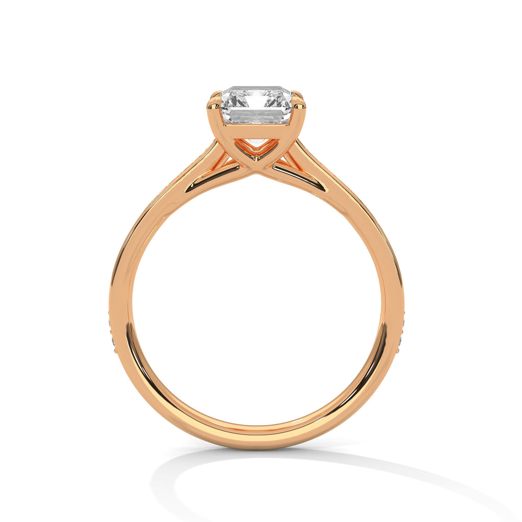 Aurore radiant-cut diamond engagement ring in 14k gold, view 3