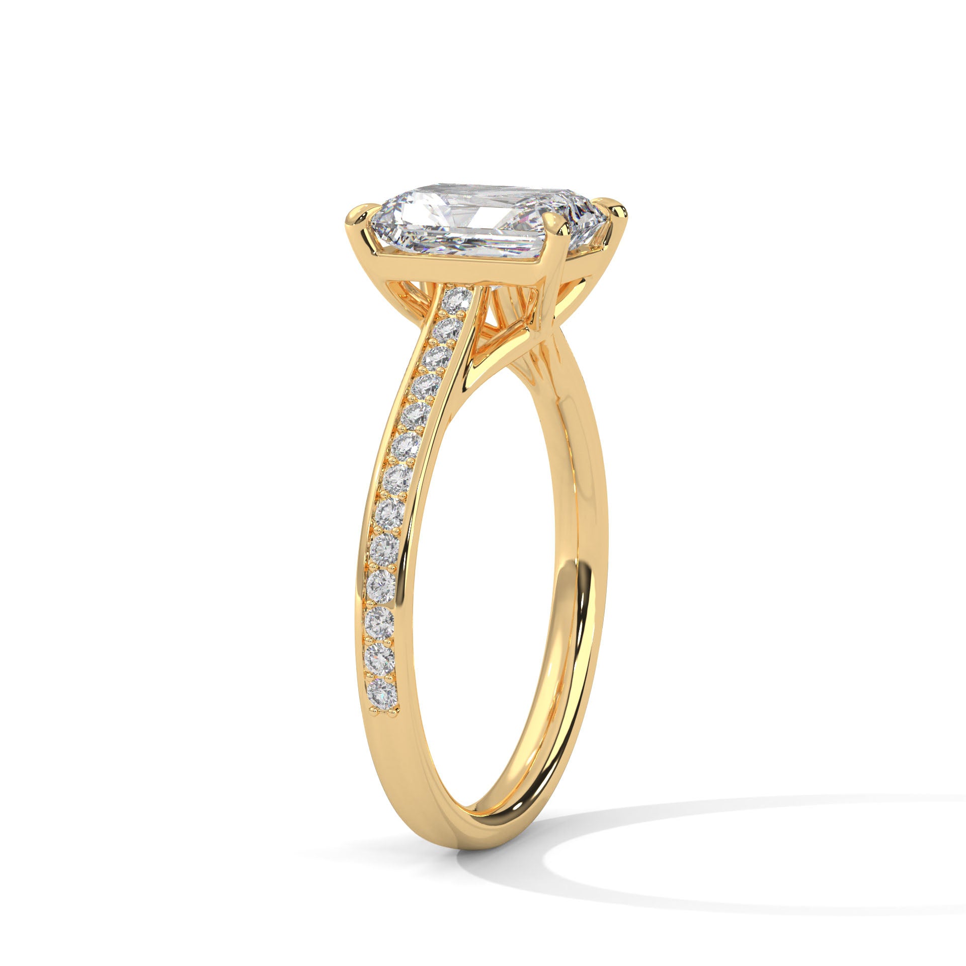 Aurore radiant-cut diamond engagement ring in 14k gold, view 5