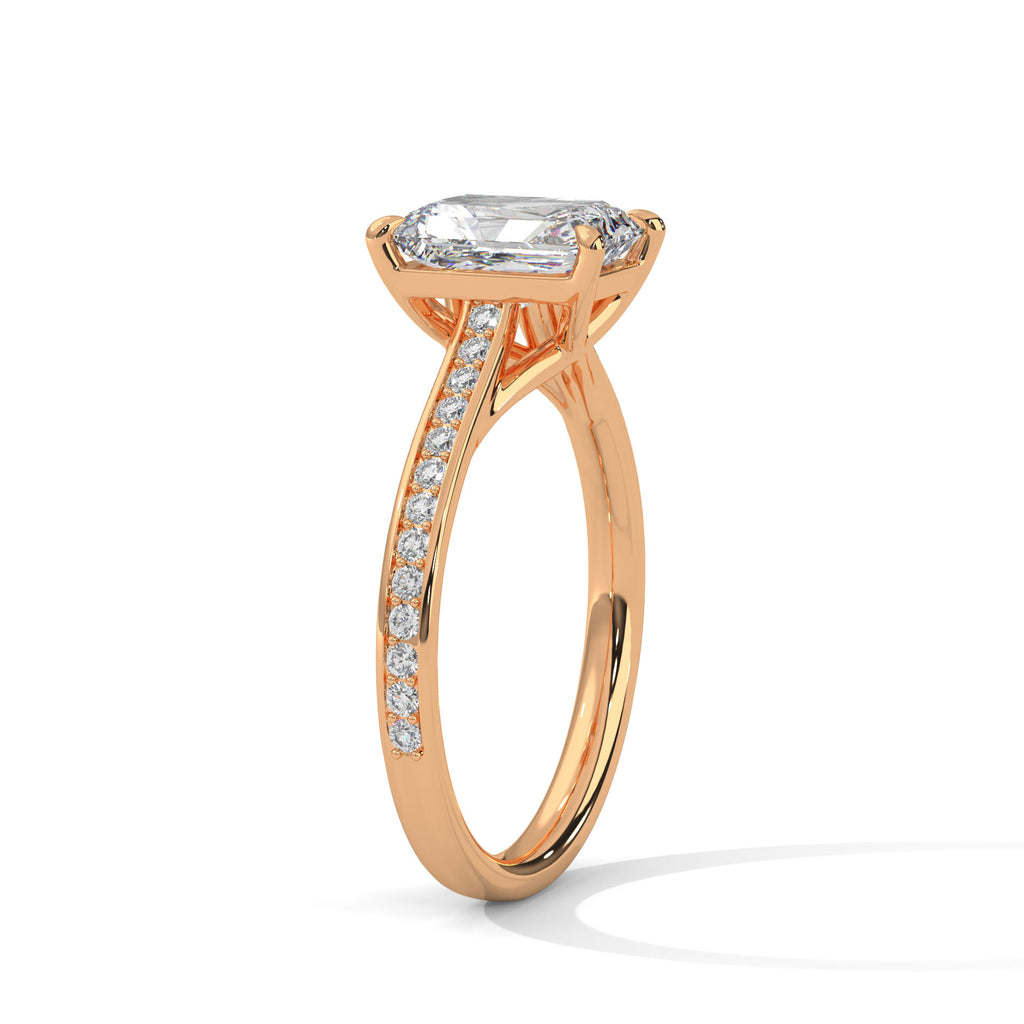 Aurore radiant-cut diamond engagement ring in 14k gold, view 6