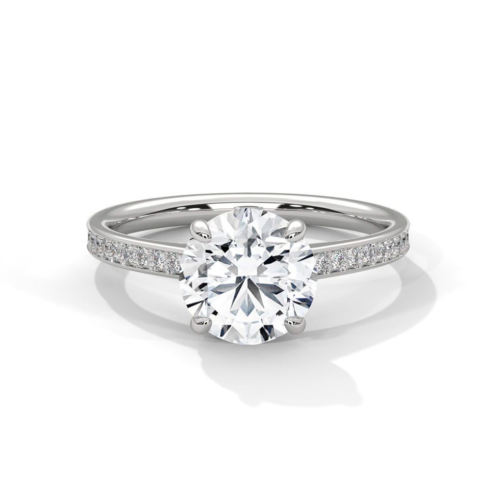 Blanche round solitaire diamond engagement ring in 14k gold, view 1