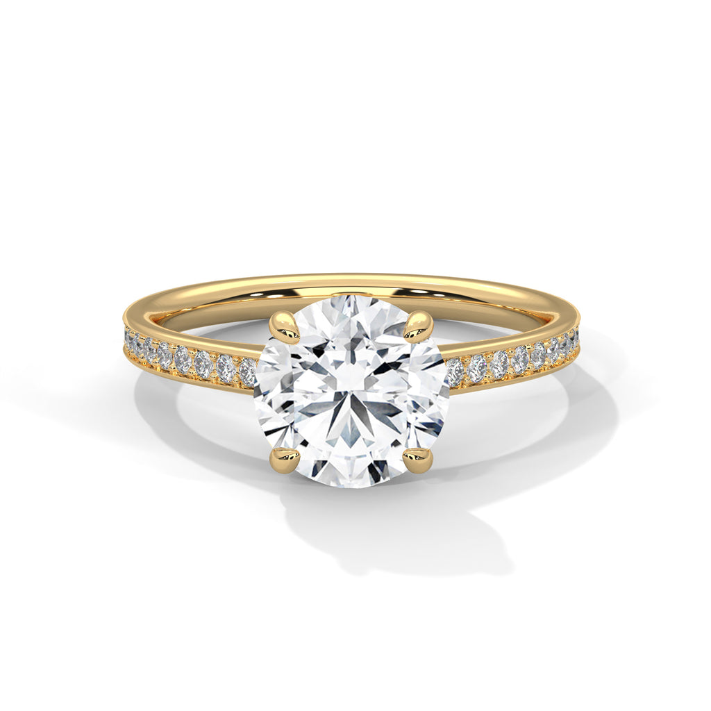Blanche round solitaire diamond engagement ring in 14k gold, view 2