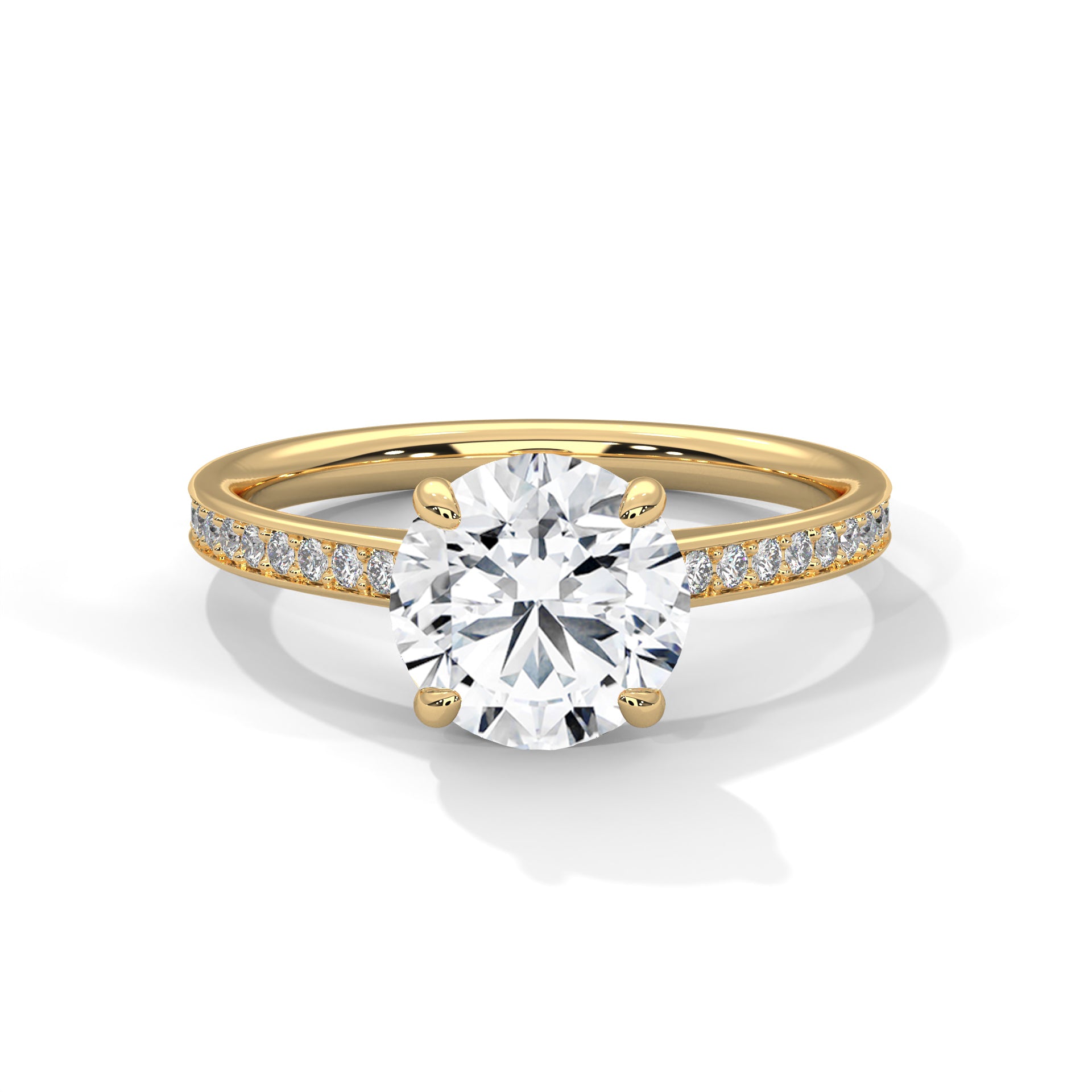 Blanche round solitaire diamond engagement ring in 14k gold, view 2