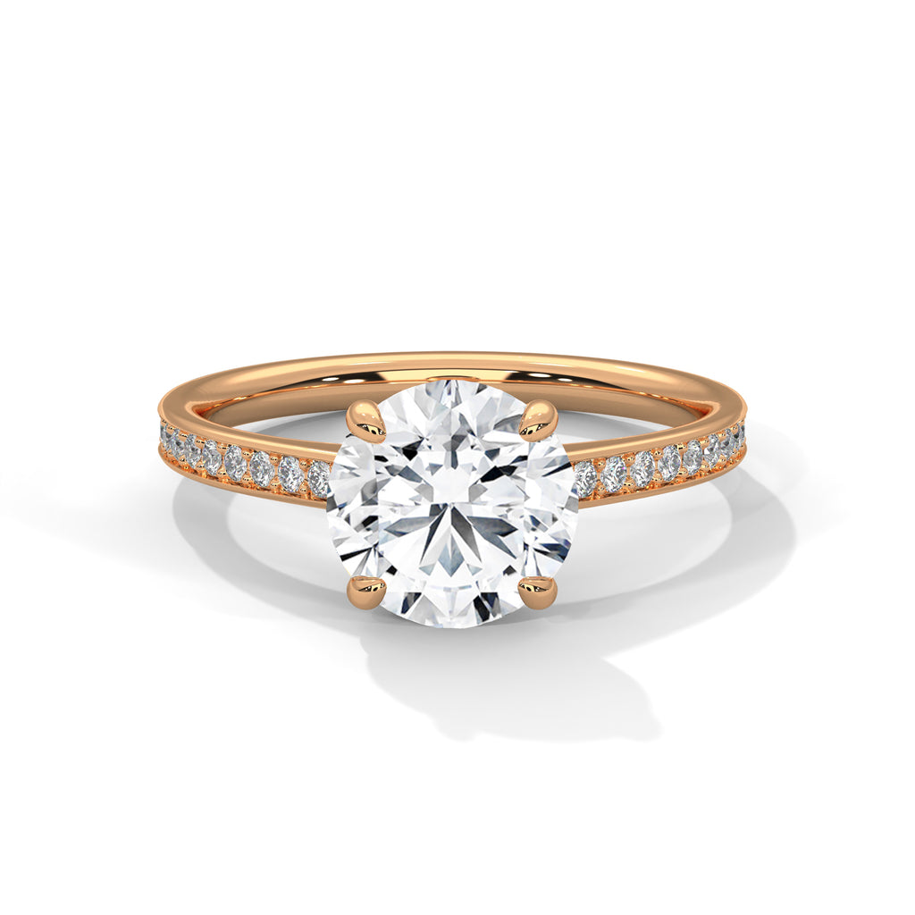 Blanche round solitaire diamond engagement ring in 14k gold, view 3