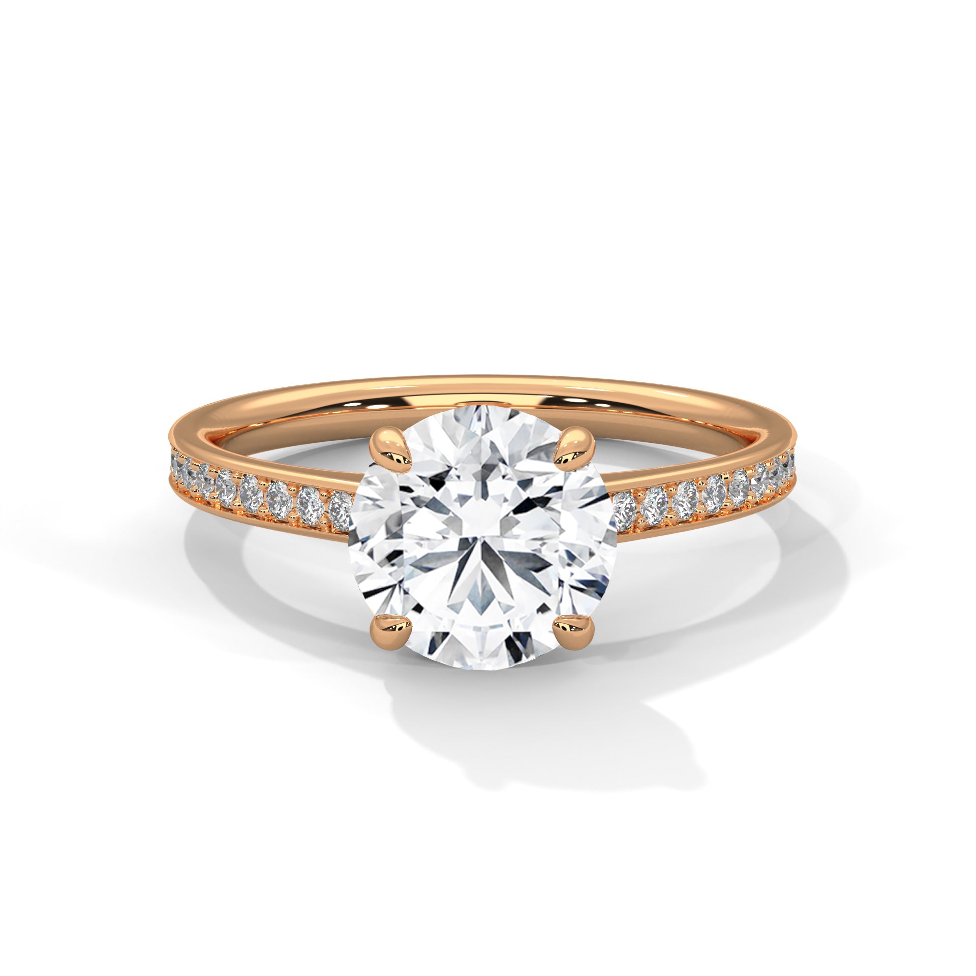 Blanche round solitaire diamond engagement ring in 14k gold, view 3