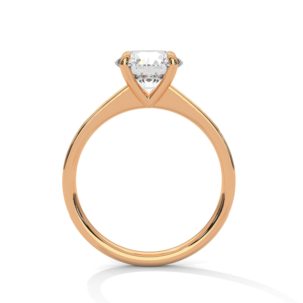 Blanche round solitaire diamond engagement ring in 14k gold, view 4