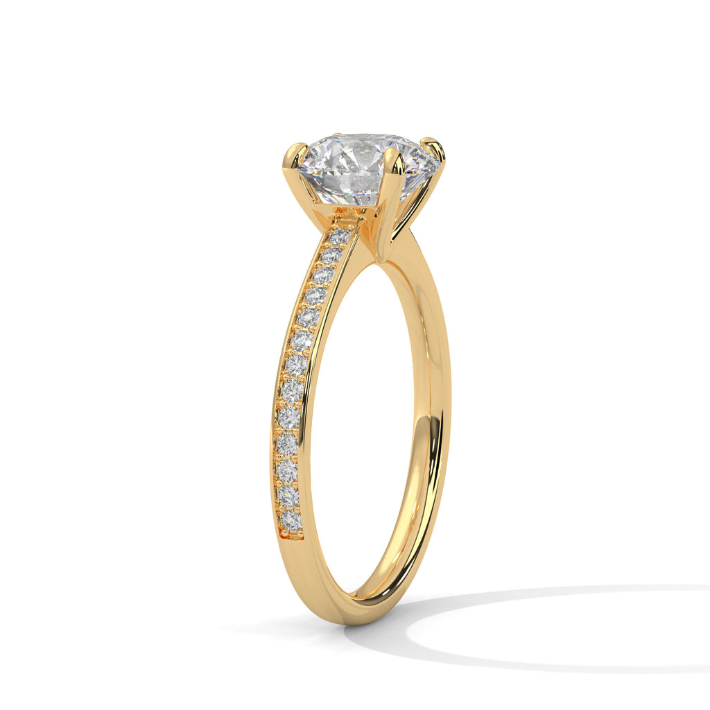 Blanche round solitaire diamond engagement ring in 14k gold, view 6