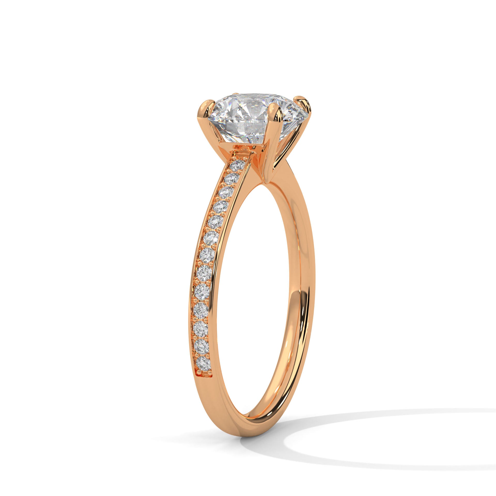 Blanche round solitaire diamond engagement ring in 14k gold, view 7