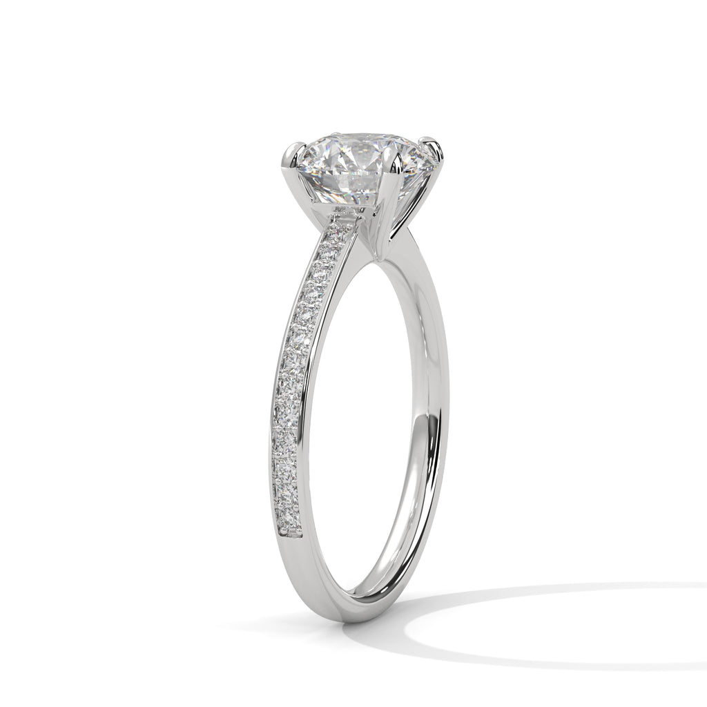 Blanche round solitaire diamond engagement ring in 14k gold, view 8
