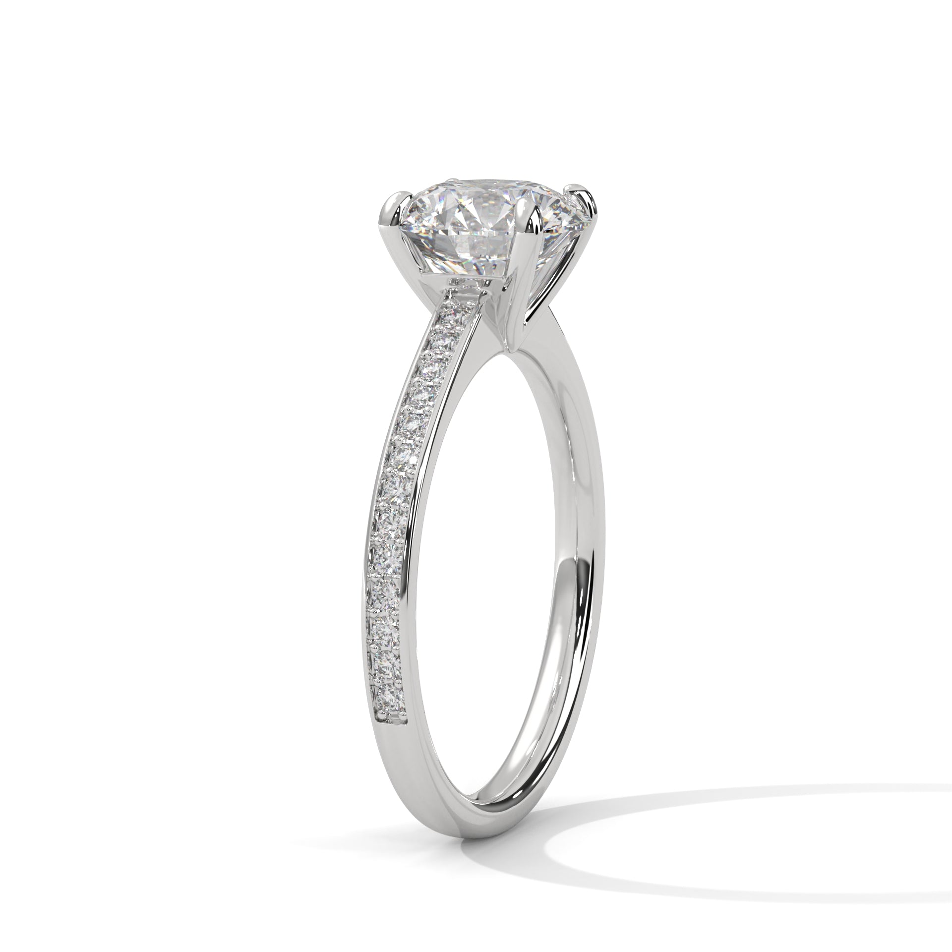 Blanche round solitaire diamond engagement ring in 14k gold, view 8