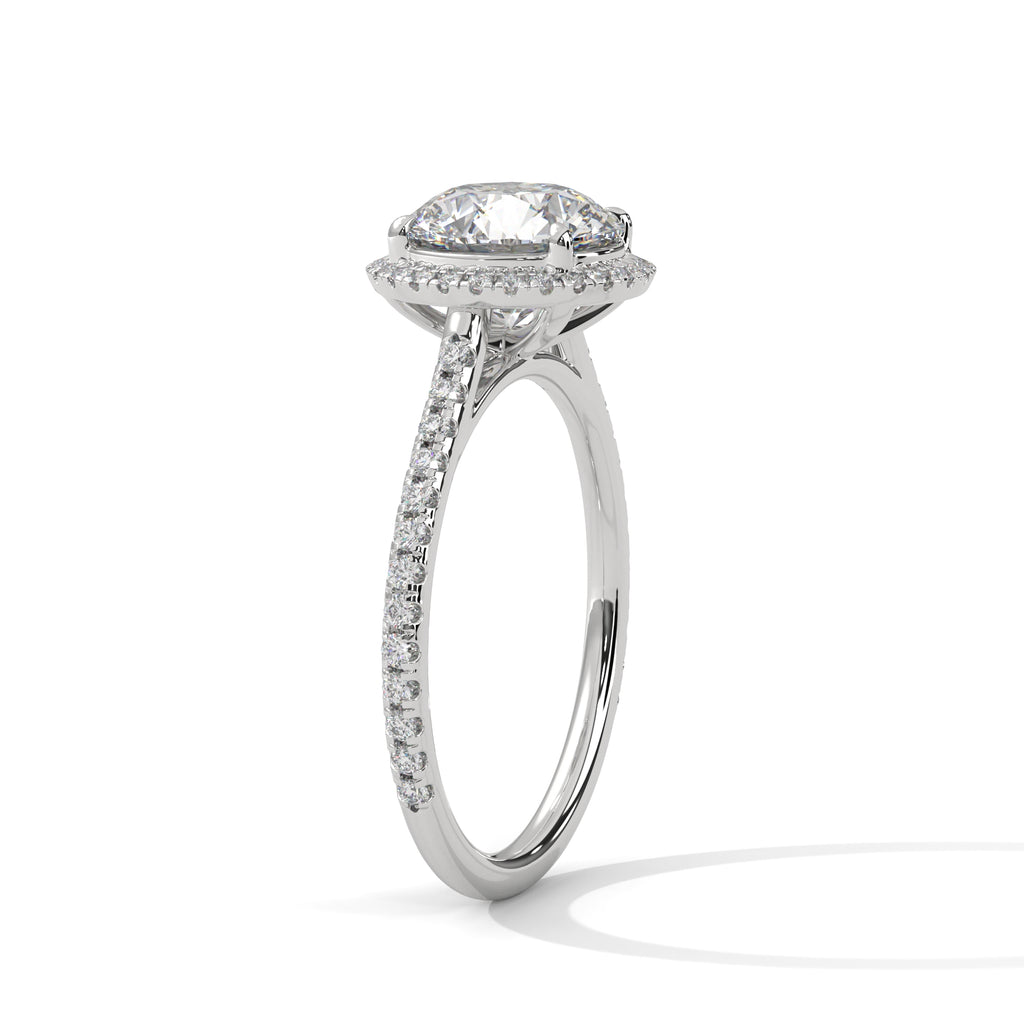 Cleo round halo diamond engagement ring in 14k gold, view 6