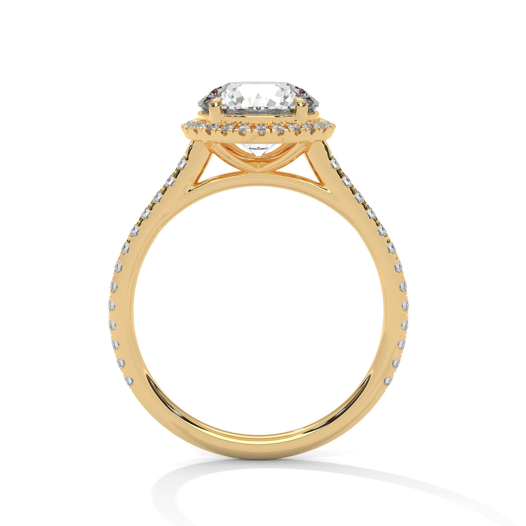 Cleo round halo diamond engagement ring in 14k gold, view 7