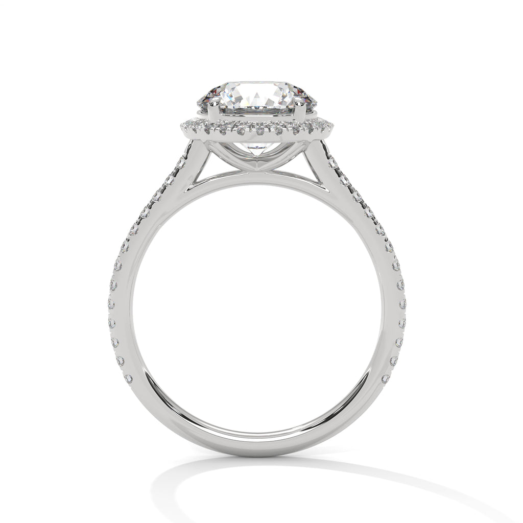 Cleo round halo diamond engagement ring in 14k gold, view 9