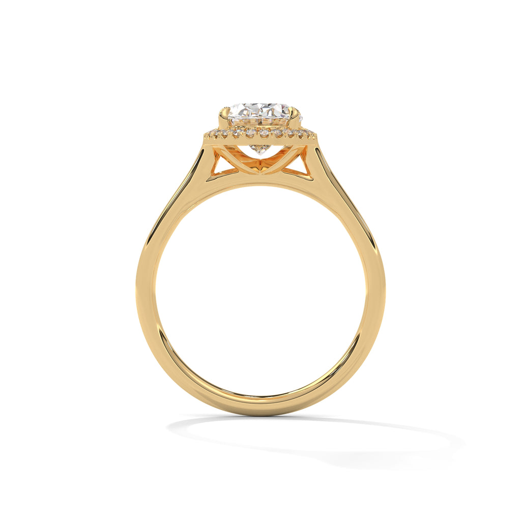 Delia oval halo diamond engagement ring in 14k gold, view 1